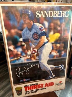 MLB Chicago Cubs Sandberg Gatorade Signed Poster